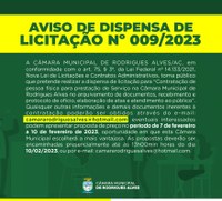 AVISO DE DISPENSA DE LICITAÇÃO Nº 009/2023