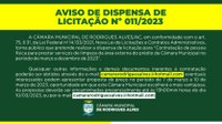 AVISO DE DISPENSA DE LICITAÇÃO Nº 011/2023
