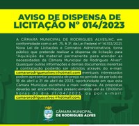 AVISO DE DISPENSA DE LICITAÇÃO Nº 014/2023