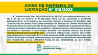 AVISO DE DISPENSA DE LICITAÇÃO Nº 018/2023