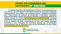 AVISO DE DISPENSA DE LICITAÇÃO Nº 020/2023